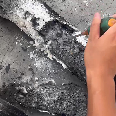 缆索喷射火焰燃烧后的外观